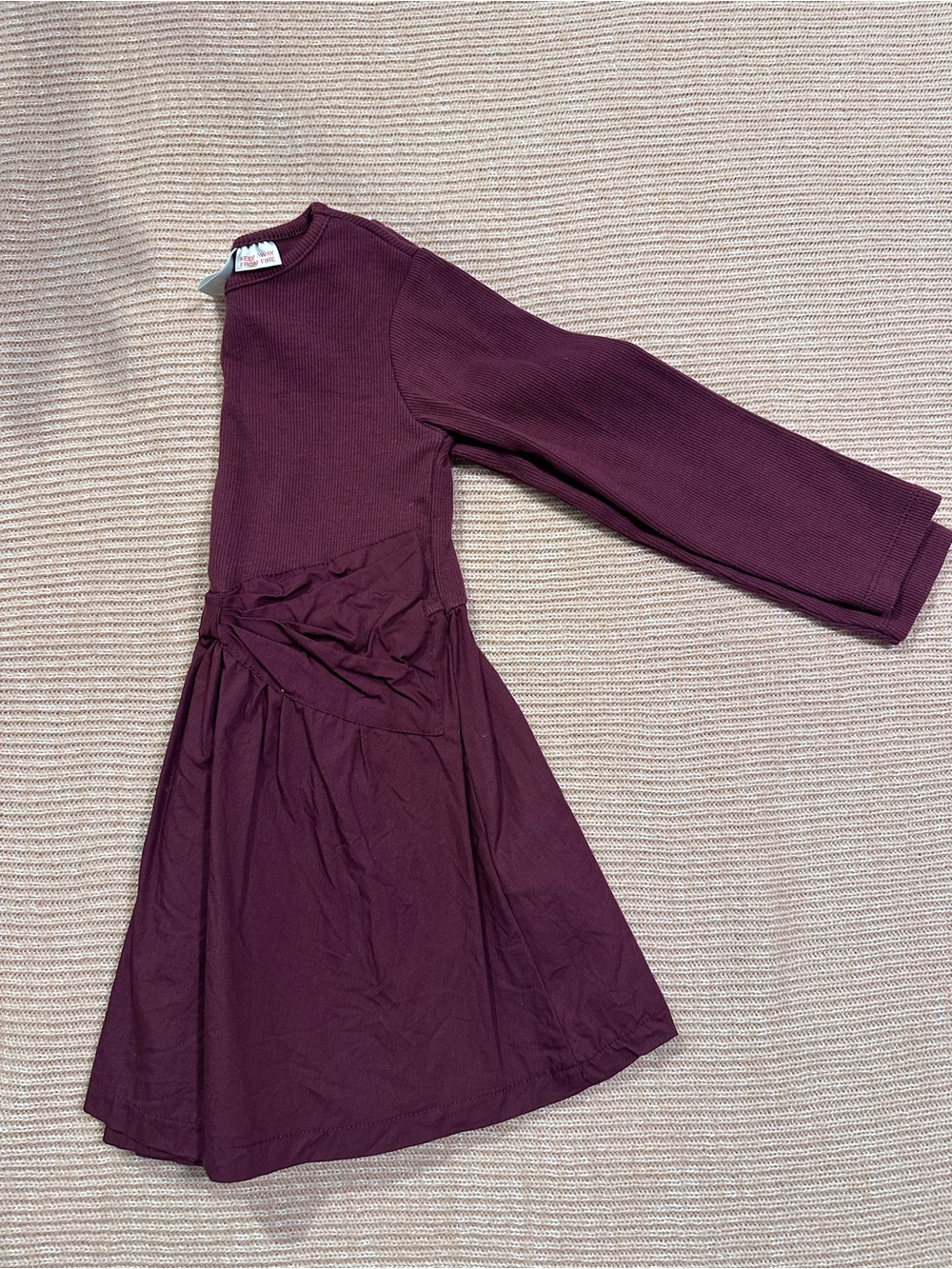 Zara Girls Plum Ribbed Long Sleeve Dress